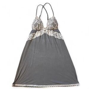 Victoria's Secret Gray Chemise Womens M Lace Adjustable Straps Coquette Dainty